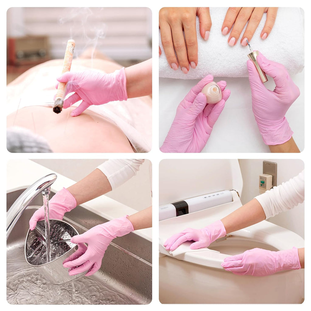 SwiftGrip Pink Nitrile Gloves, 3-mil, Industrial Gloves Disposable Latex