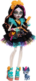 Monster High Skelita Calaveras Fashion Doll with Pet and 7 Accessories