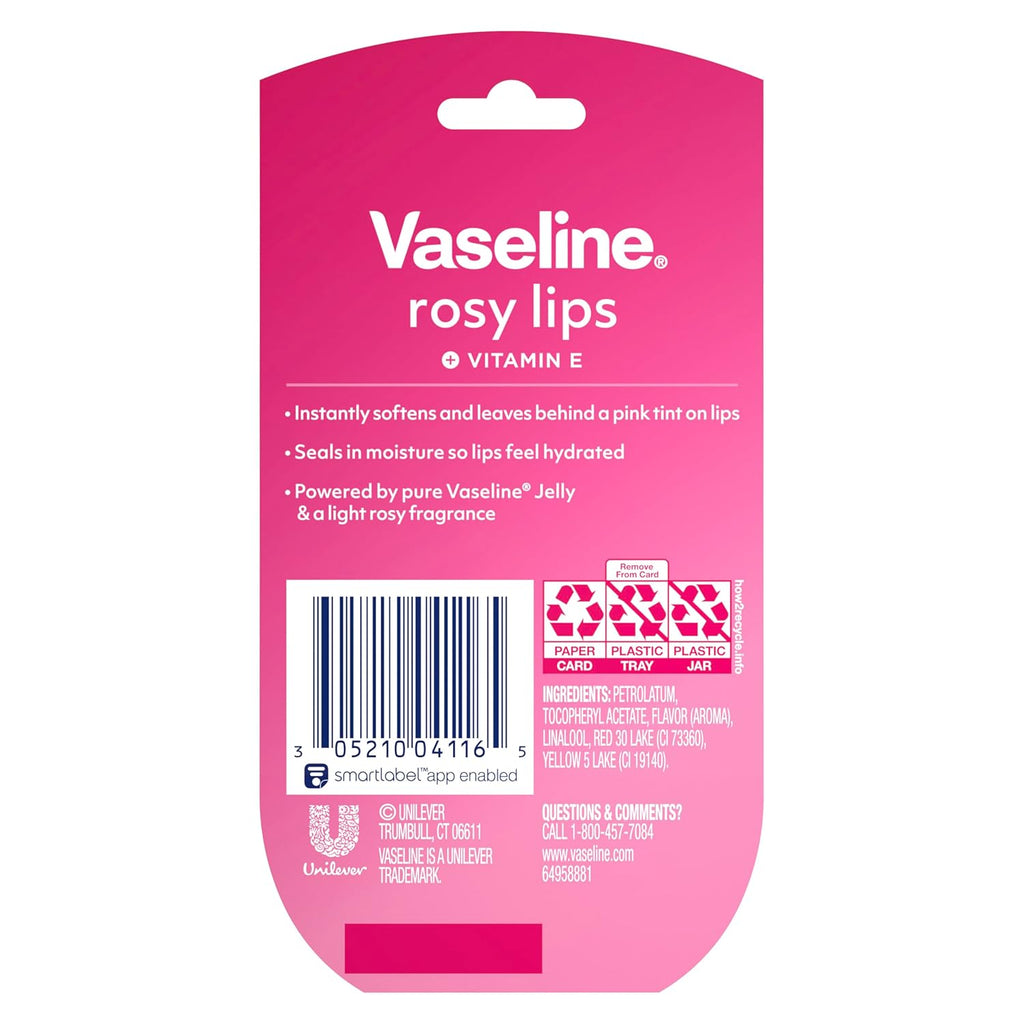 Vaseline Lip Therapy 2 ct Rosy Lips Mini For Dry, Chapped Lips Moisturizing