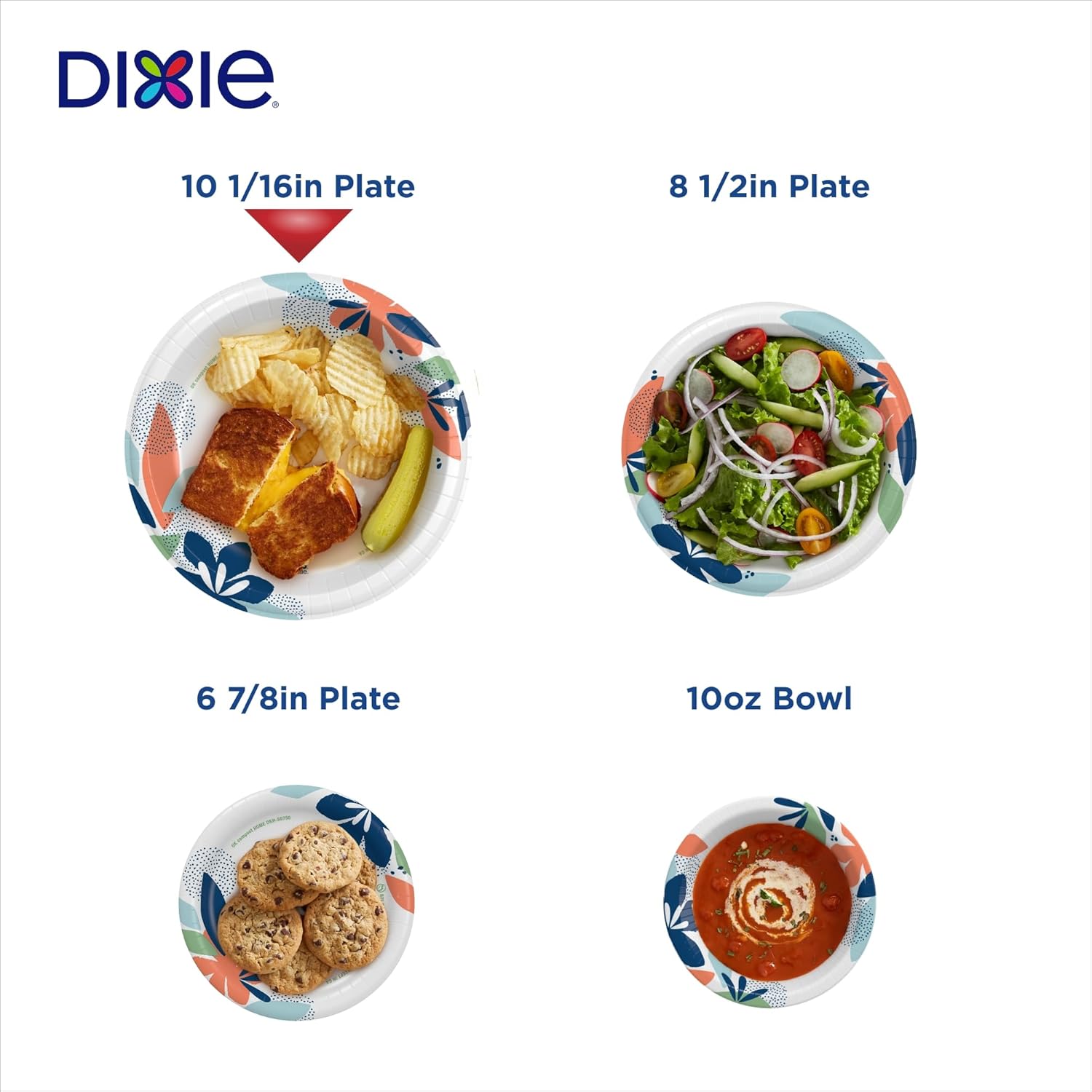 Dixie Large Paper Plates, 10 Inch, 150 Count, 2X Stronger*, Microwave-Safe