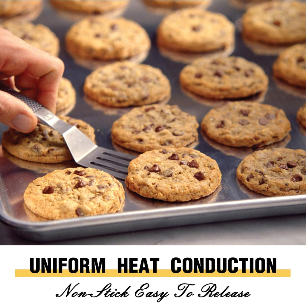 Commercial Quality Baking Sheet Pan Set, Natural Aluminum Cookie Sheet, Umite