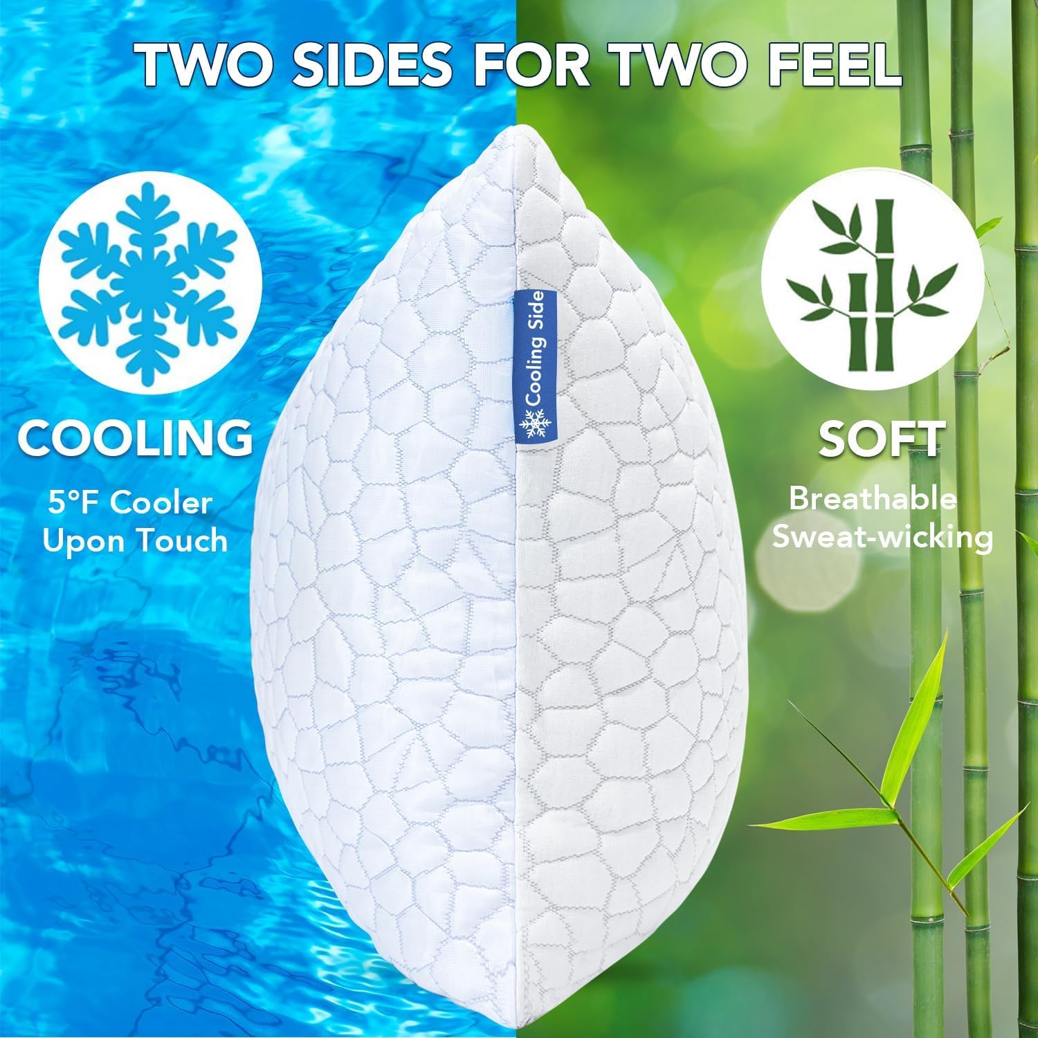 QUTOOL Cooling Pillow for Sleeping, CertiPUR-US Shredded Memory Foam Queen