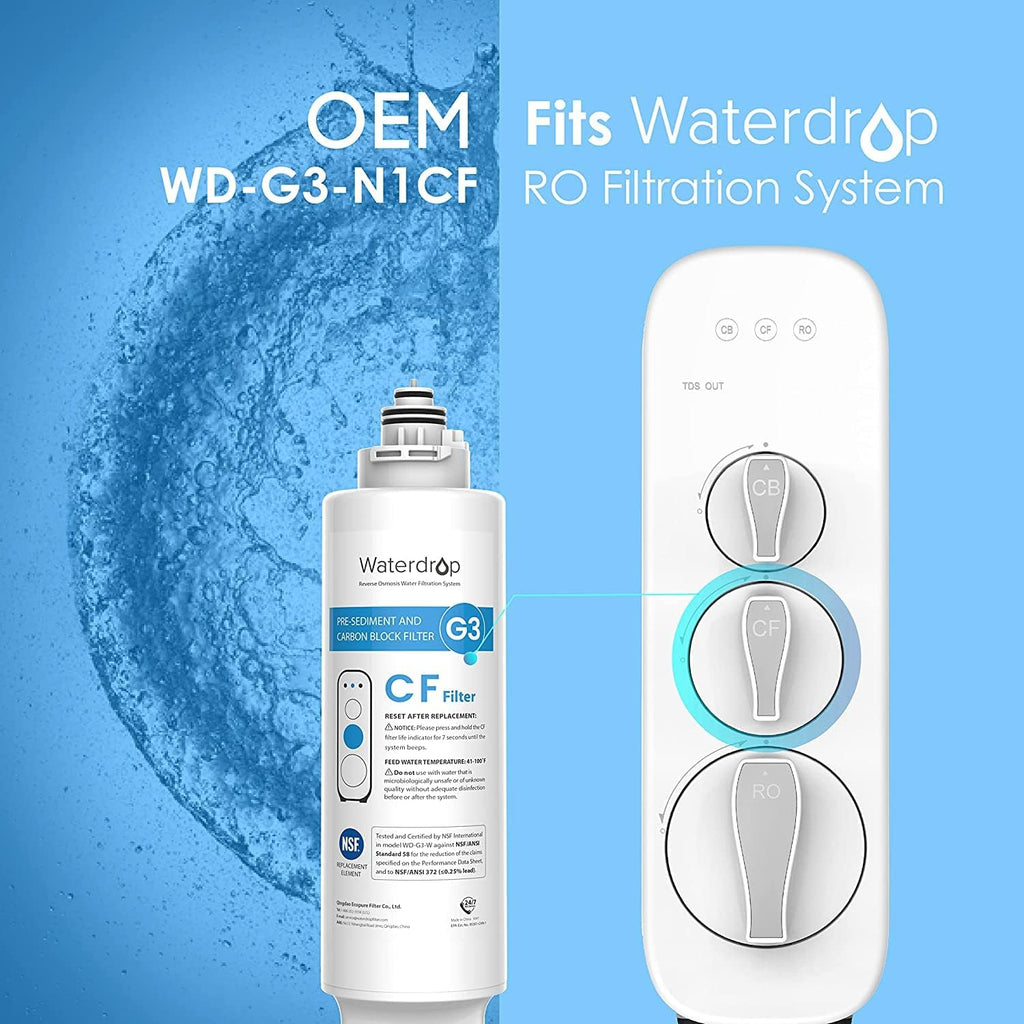 Waterdrop G3-N1CF Filter, Replacement for Waterdrop G3-W & G3P600 & G3P800