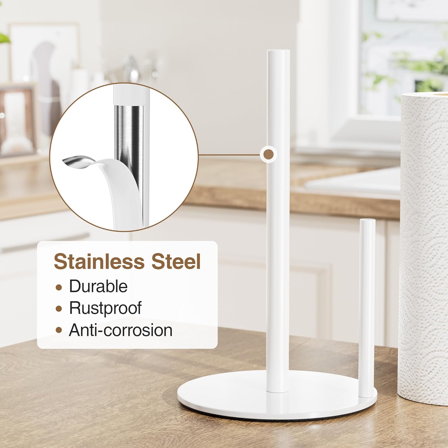 Paper Towel Holder White Kitchen Roll Holder, Paper Towel Holder for Kitchen