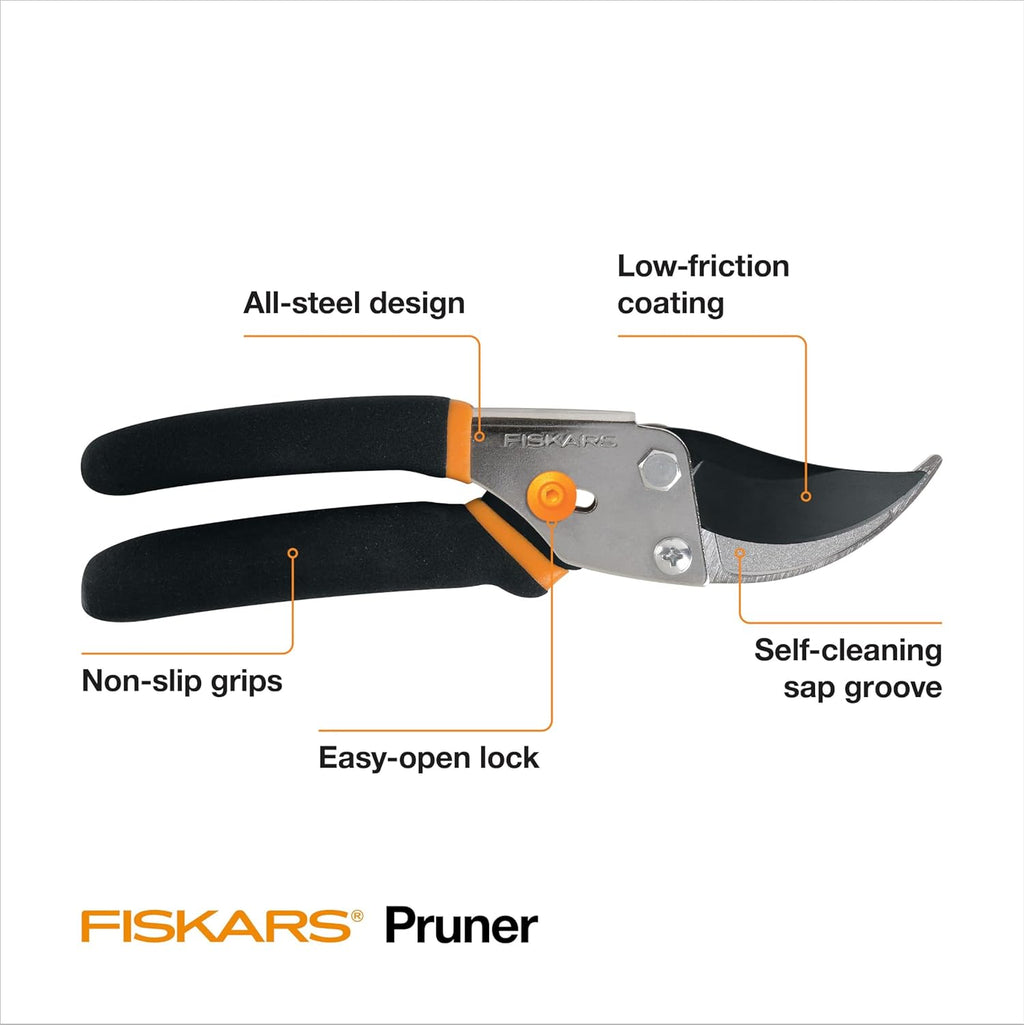 Fiskars Bypass Pruning Shears, 5/8-Inch Cut Capacity Garden Clippers