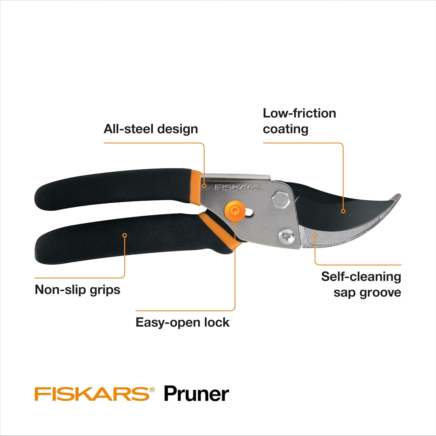Fiskars Bypass Pruning Shears, 5/8-Inch Cut Capacity Garden Clippers