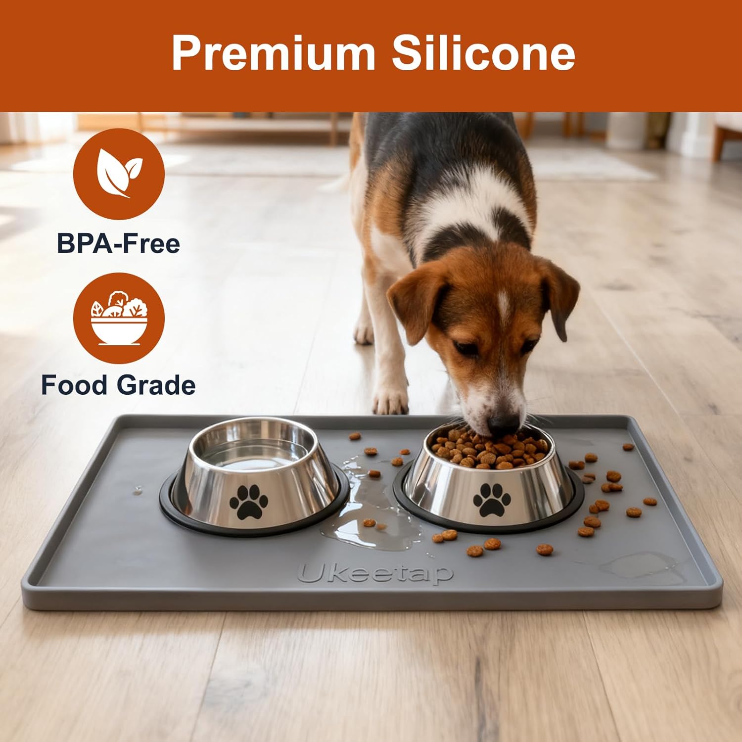 ukeetap Extra Thick Silicone Mat Waterproof with Raised Edge 19‰۝ x 12‰۝, BPA