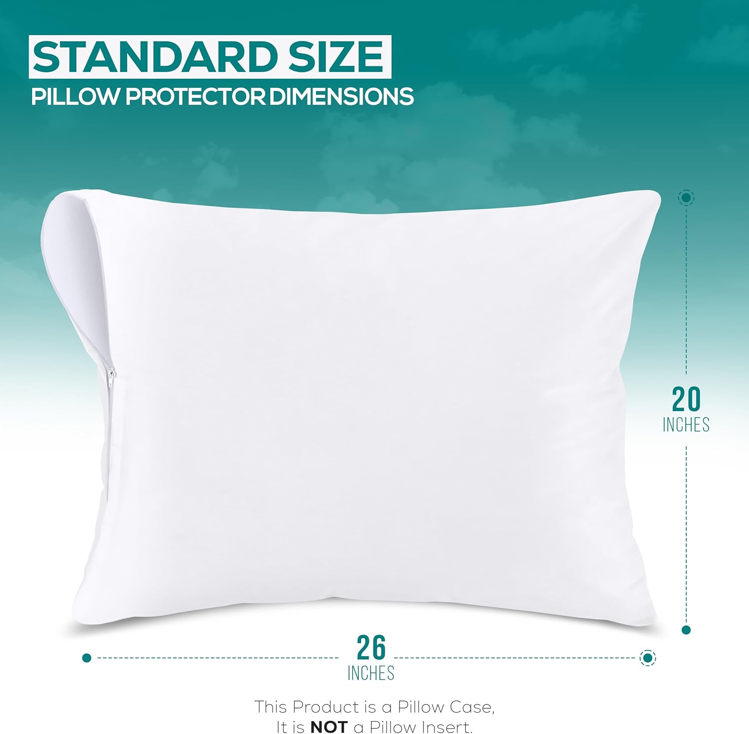 Set of 4 Pillow Protectors with Zipper Standard Size, Bed Bug and Dust Mite
