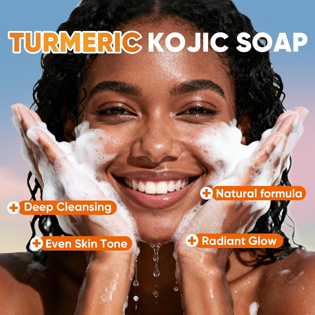 5 Pack Turmeric Kojic Acid Soap Bars(80g) - Infused with Retinol, Hydrolyzed