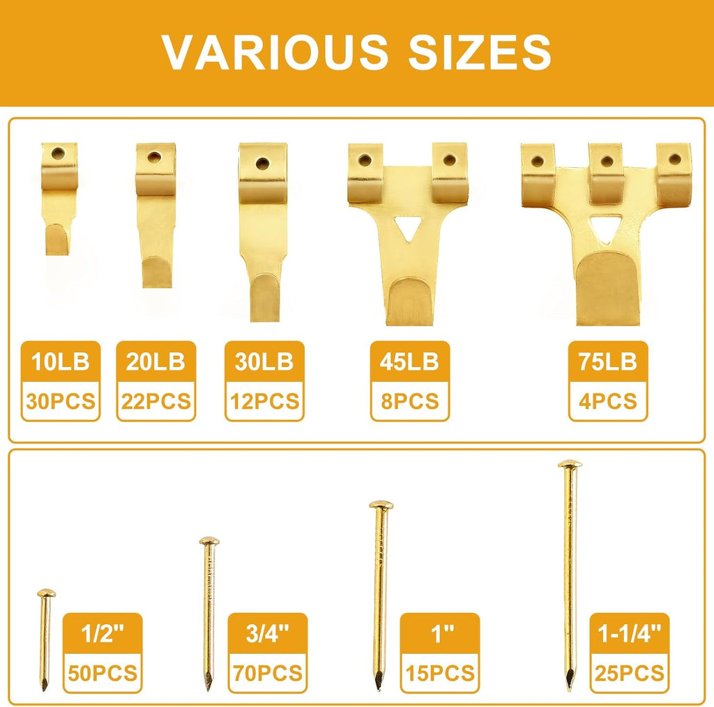 KURUI 303Pcs Picture Hanging Kit, Picture Hangers Assorted Kit with Heavy