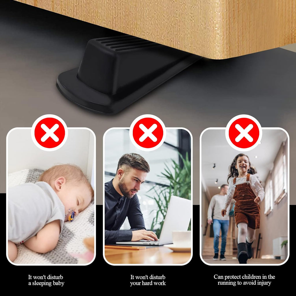 4 Pack Door Stoppers, Rubber for Bottom of Door, Rubber Door Stopper Wedge