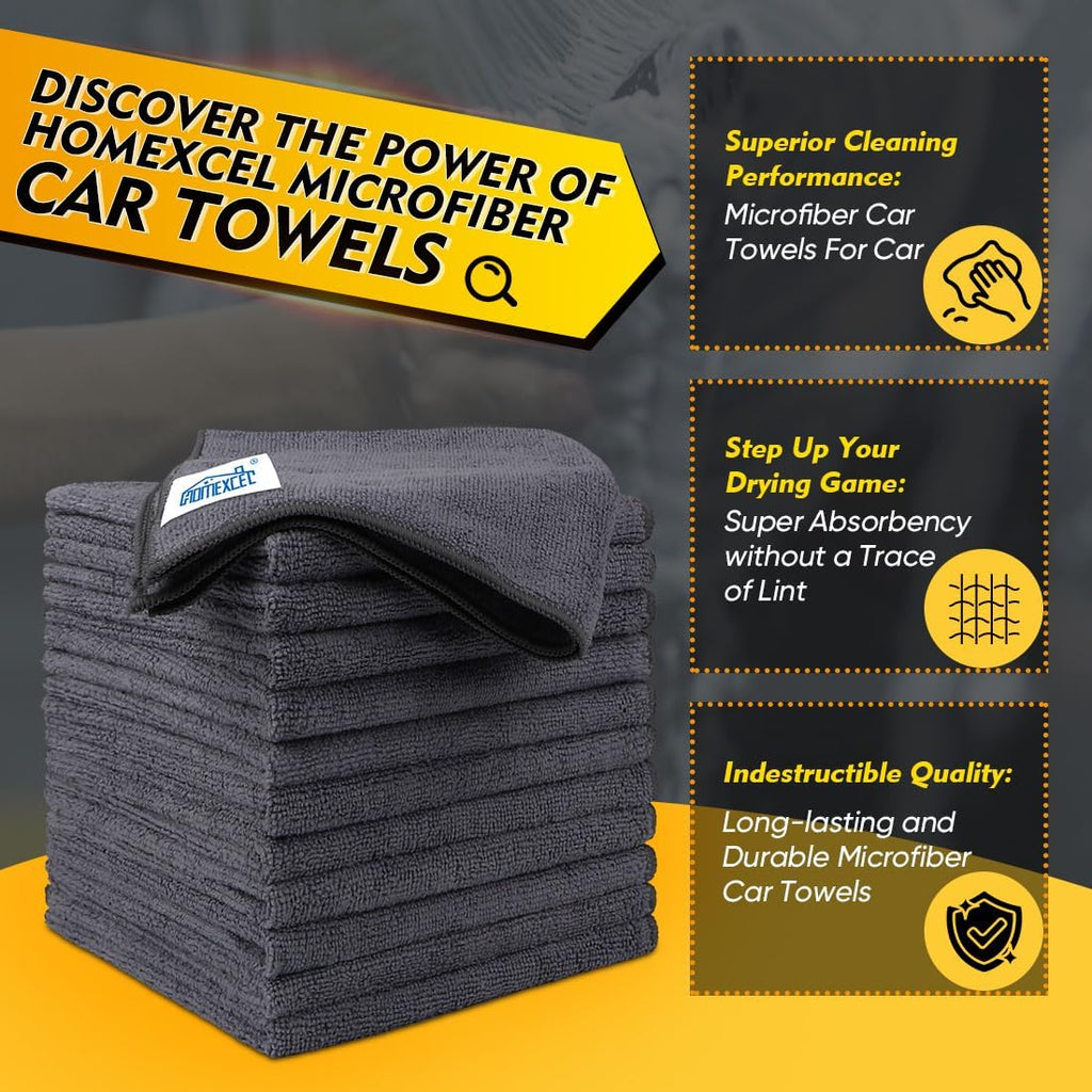 HOMEXCEL Microfiber Cleaning Cloth 12 Pack, 12.5 x 12.5 inch Microfiber