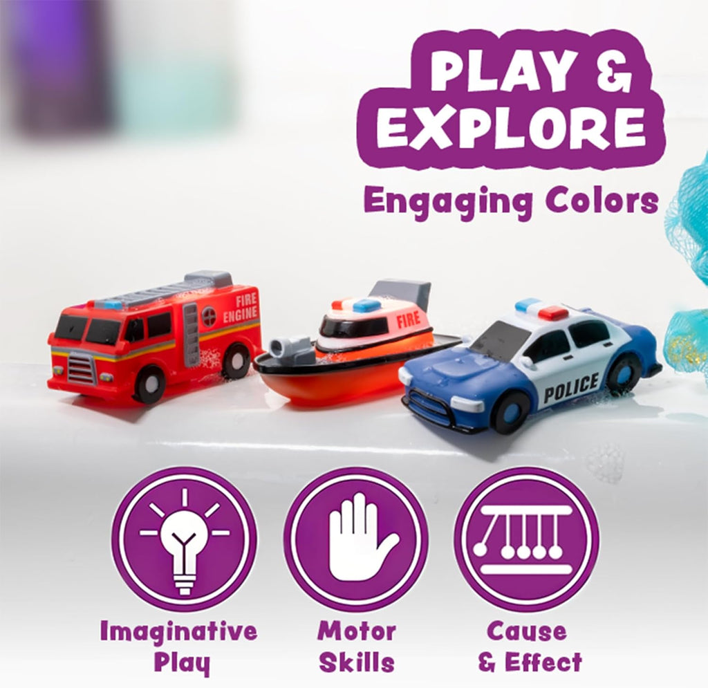 Tub Workså¨ Emergency‰ã¢ Cars Light Up Bath Toys, 6 Pack
