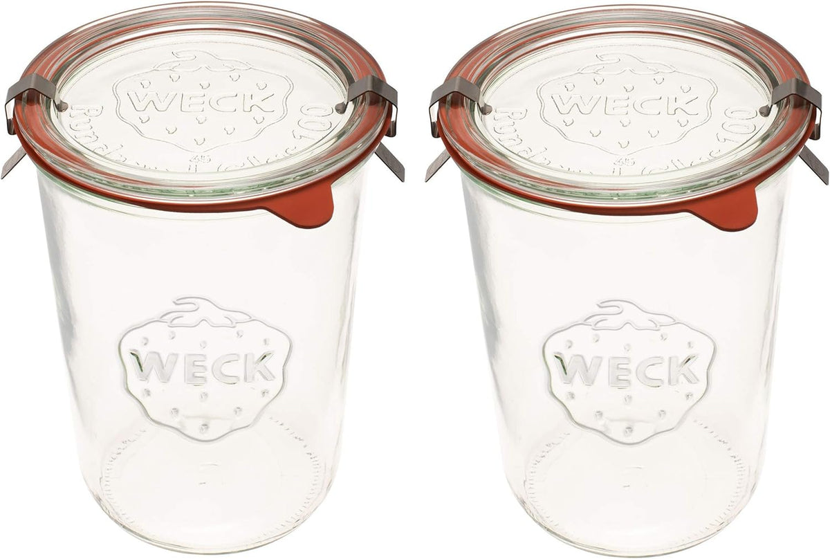WECK 743 Glass Canning Jars with Lids, Sourdough Starter Jar 2 Pack