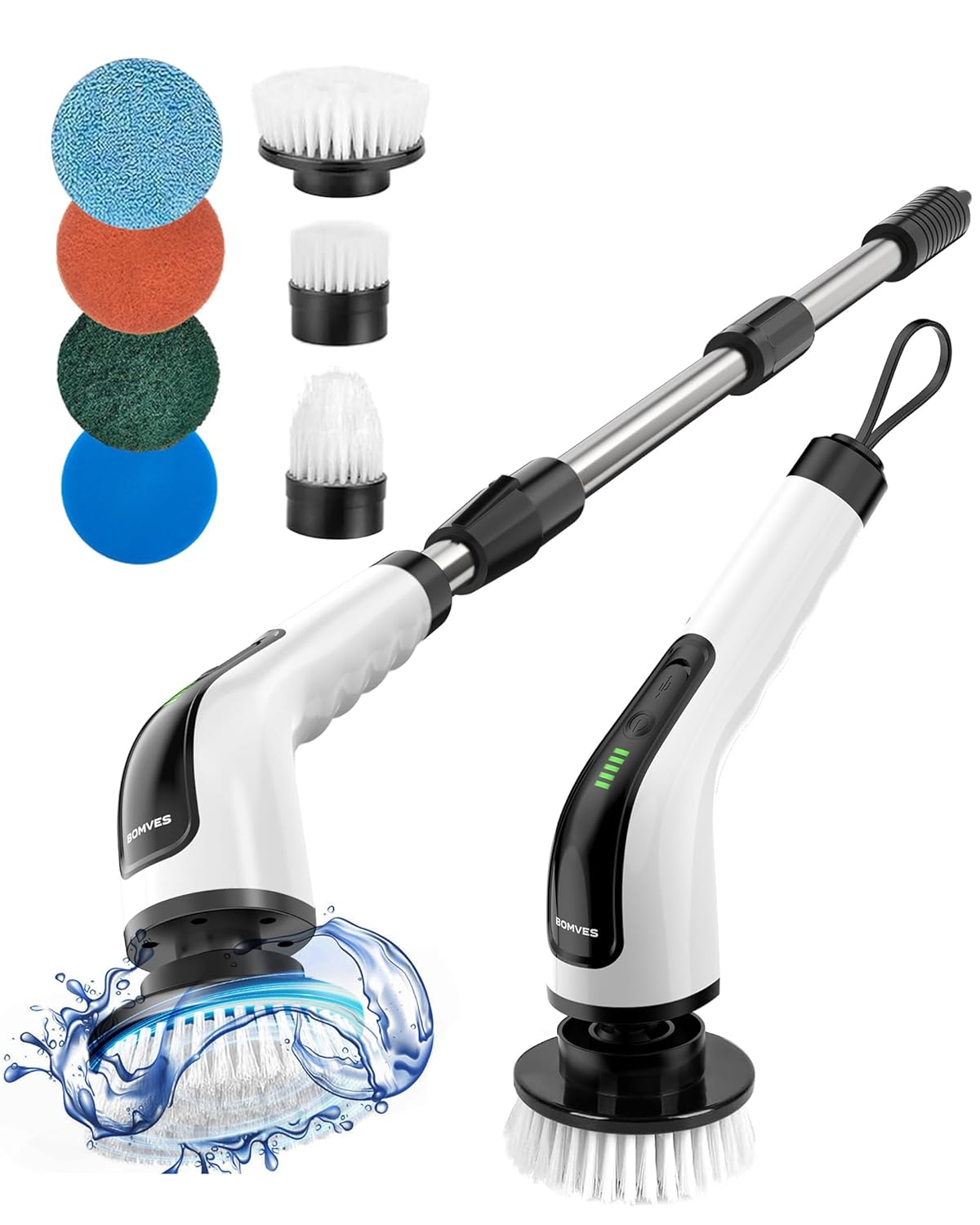 Bomves Electric Spin Scrubber, Cordless Cleaning Brush Scrubber for Home, 8