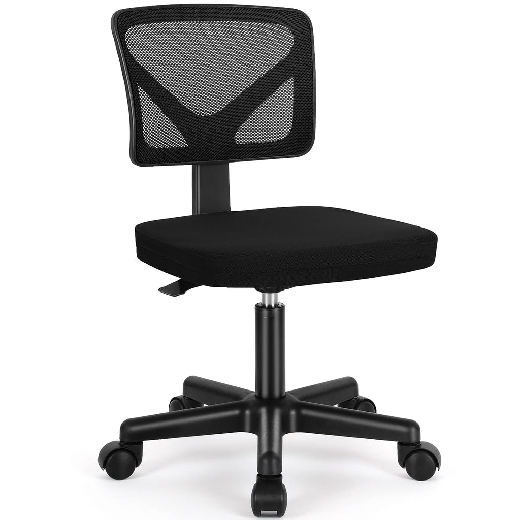 Sweetcrispy Small Armless Desk Chair, Mesh Rolling Office Chairs