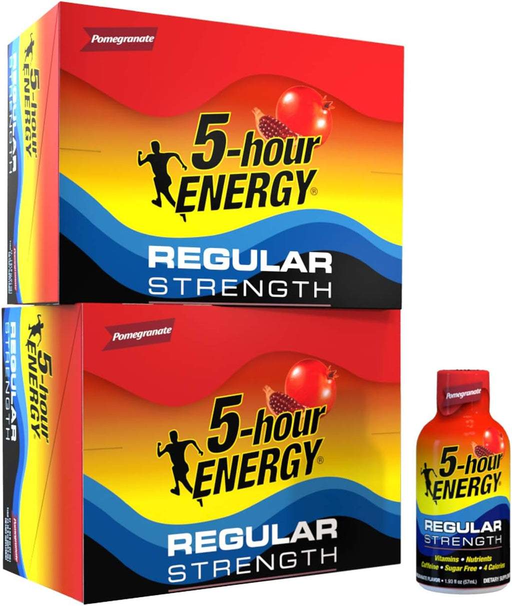 5-hour ENERGY Shot, Regular Strength Pomegranate, 1.93 Ounce, 24 Count - 5 hour energy shot caffeine