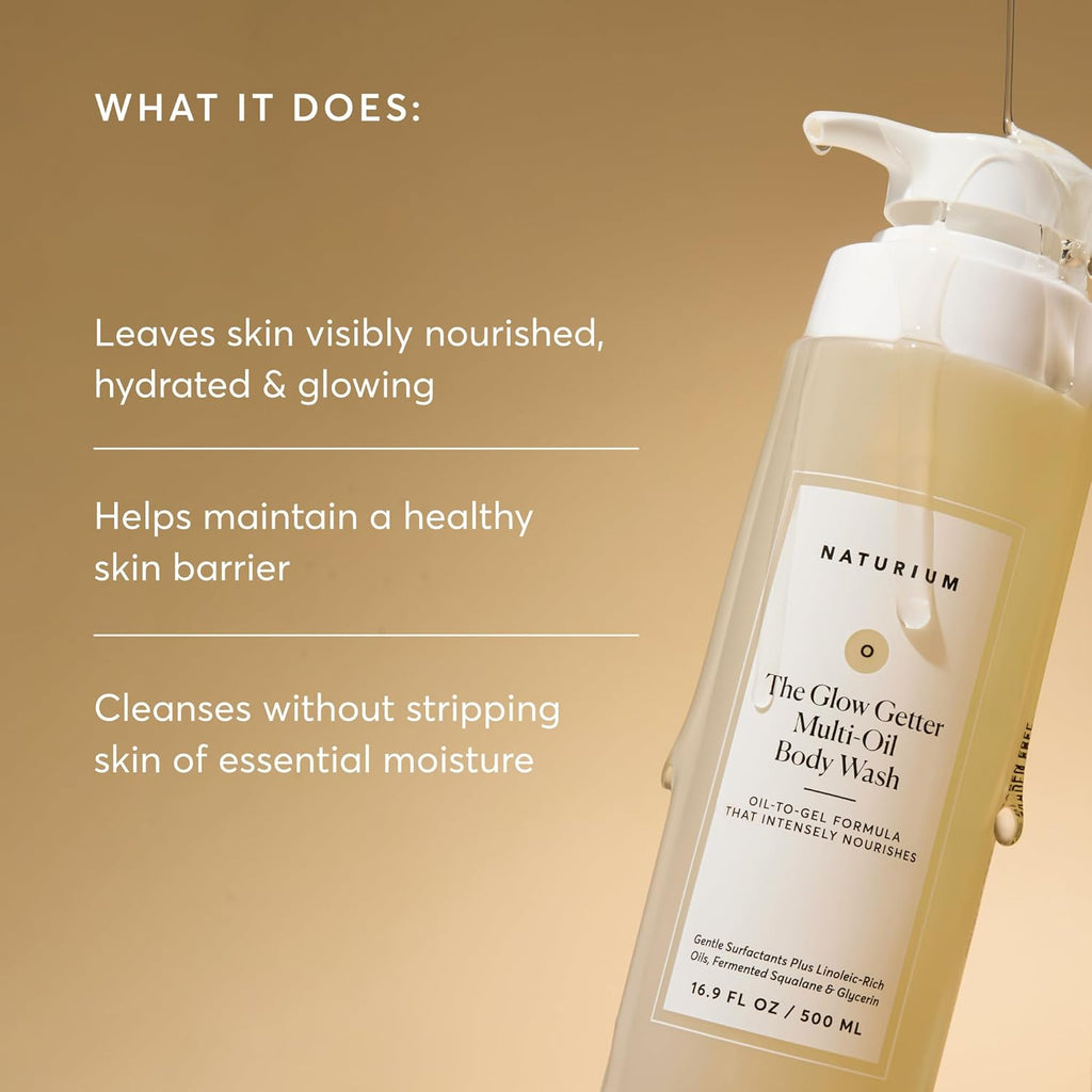 Naturium The Glow Getter Multi-Oil Hydrating Body Wash, Gentle Cleanser, 16.9