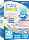 Fygrip 80% Space Saver Vacuum Storage Bags with Hand Pump, 20 Combo