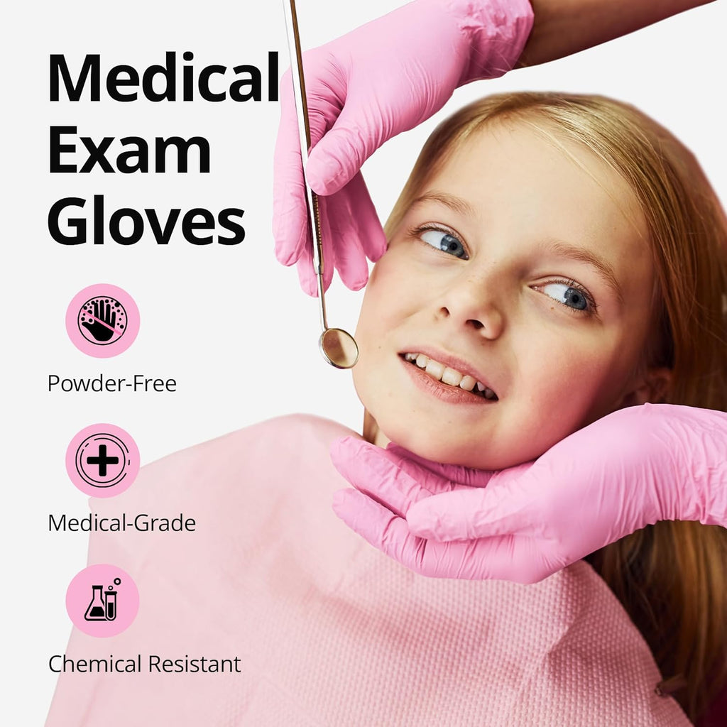 SwiftGrip Pink Nitrile Gloves, 3-mil, Industrial Gloves Disposable Latex