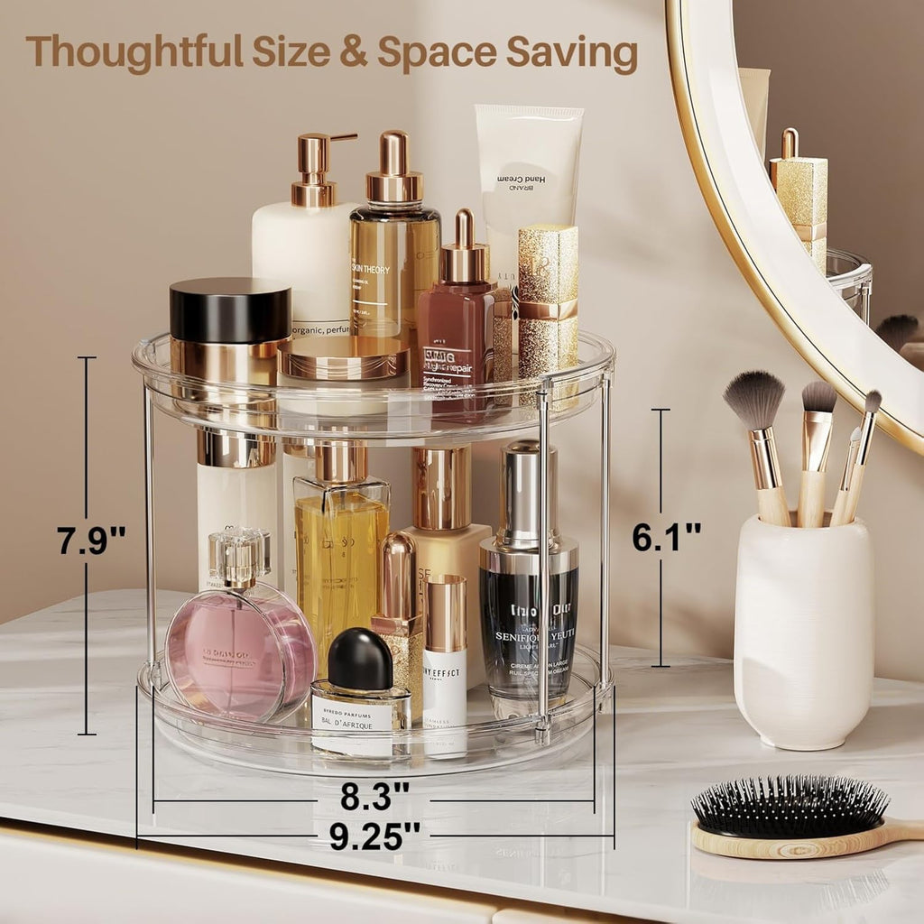 LAMU 2 Tier Lazy Susan Turntable Organizer 9.25'' Rotating Spice Rack