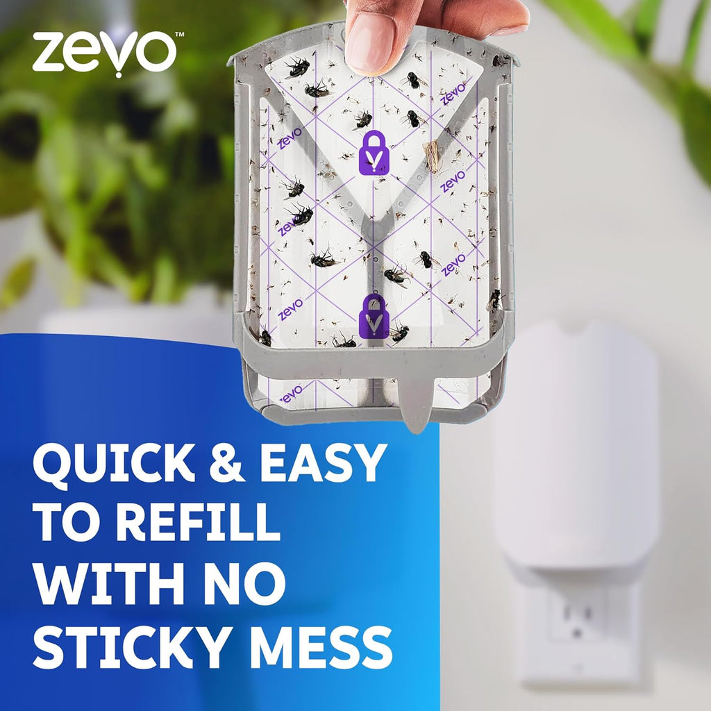 Zevo Flying Insect Trap & 3 Refill Cartridges - Plug in Fly Trap & Indoor Bug