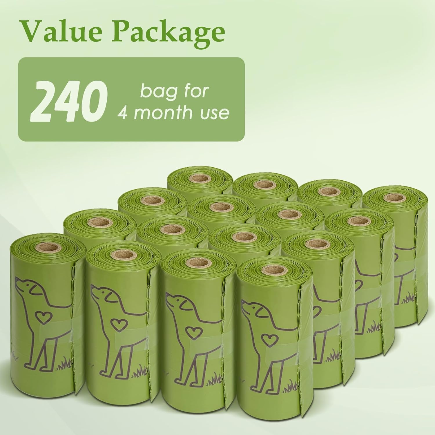 240 Count Lavender Scented 13‰۝ x 9‰۝ Dog Poop Bags Rolls, Leakproof Strong &