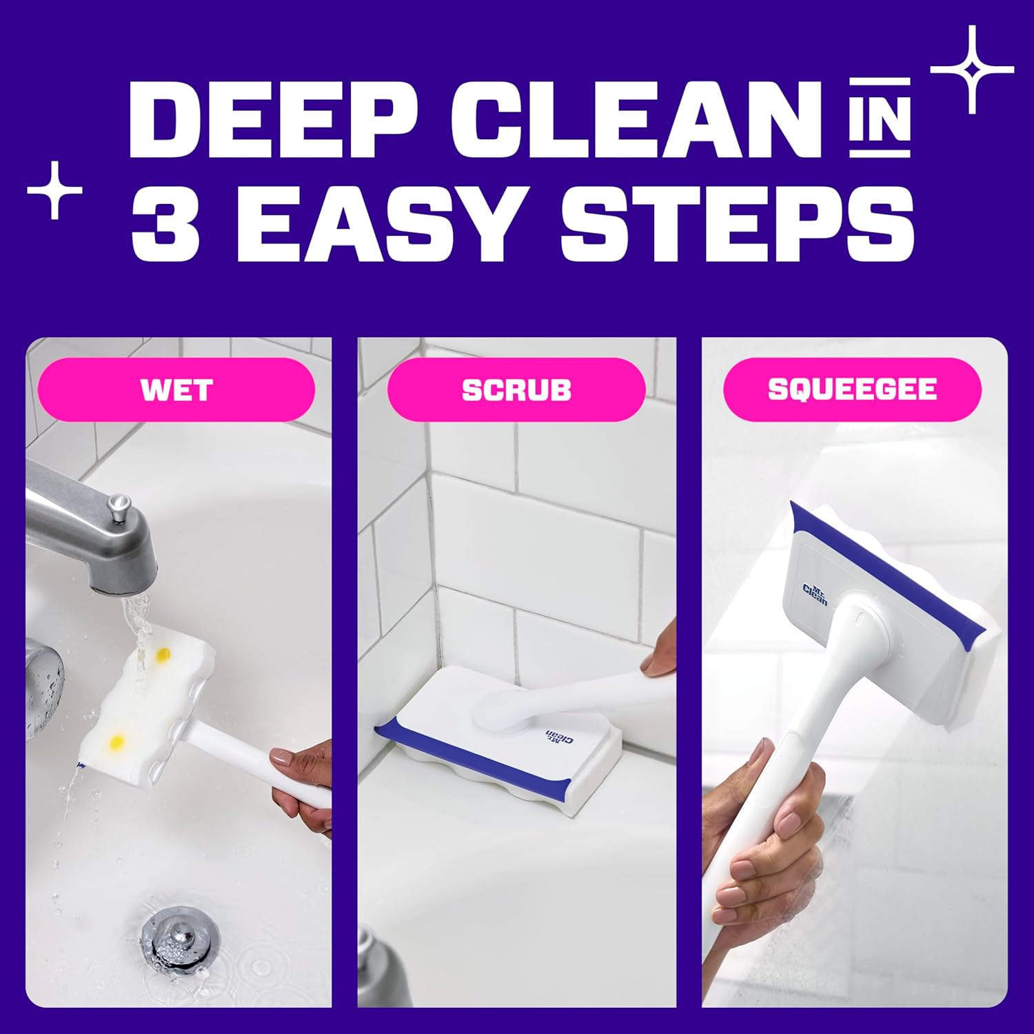 Mr. Clean Magic Eraser Shower & Tub Scrubber, Bathroom Cleaner, All in One