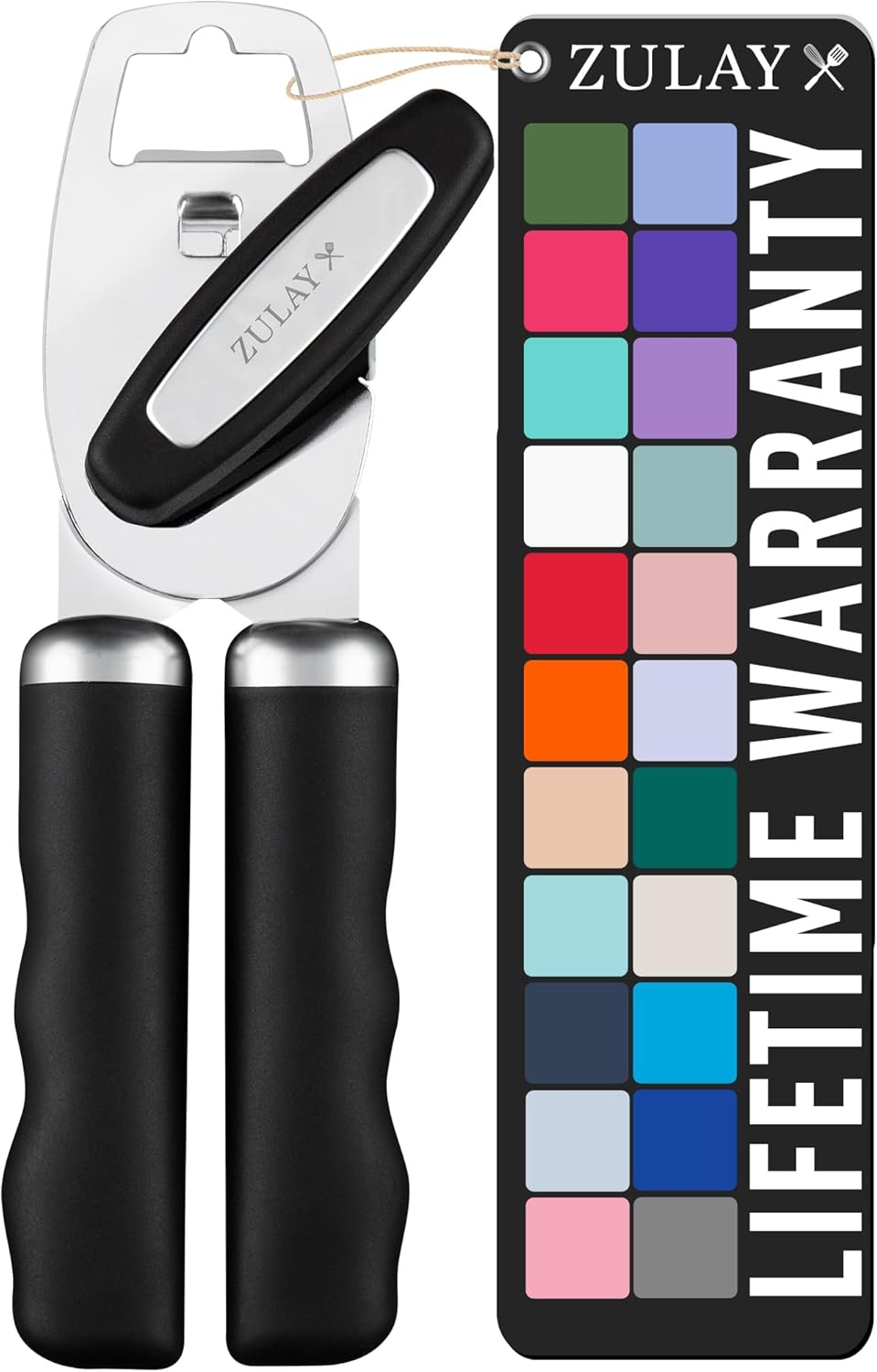 Zulay Kitchen Heavy Duty Stainless Steel Can Opener Manual with Bottle Opener