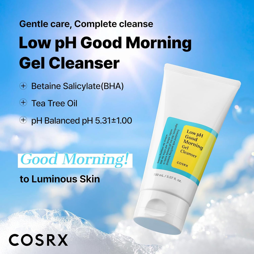 COSRX Low pH Good Morning Gel Face Cleanser, 5.07 fl oz, BHA Face Wash, Daily