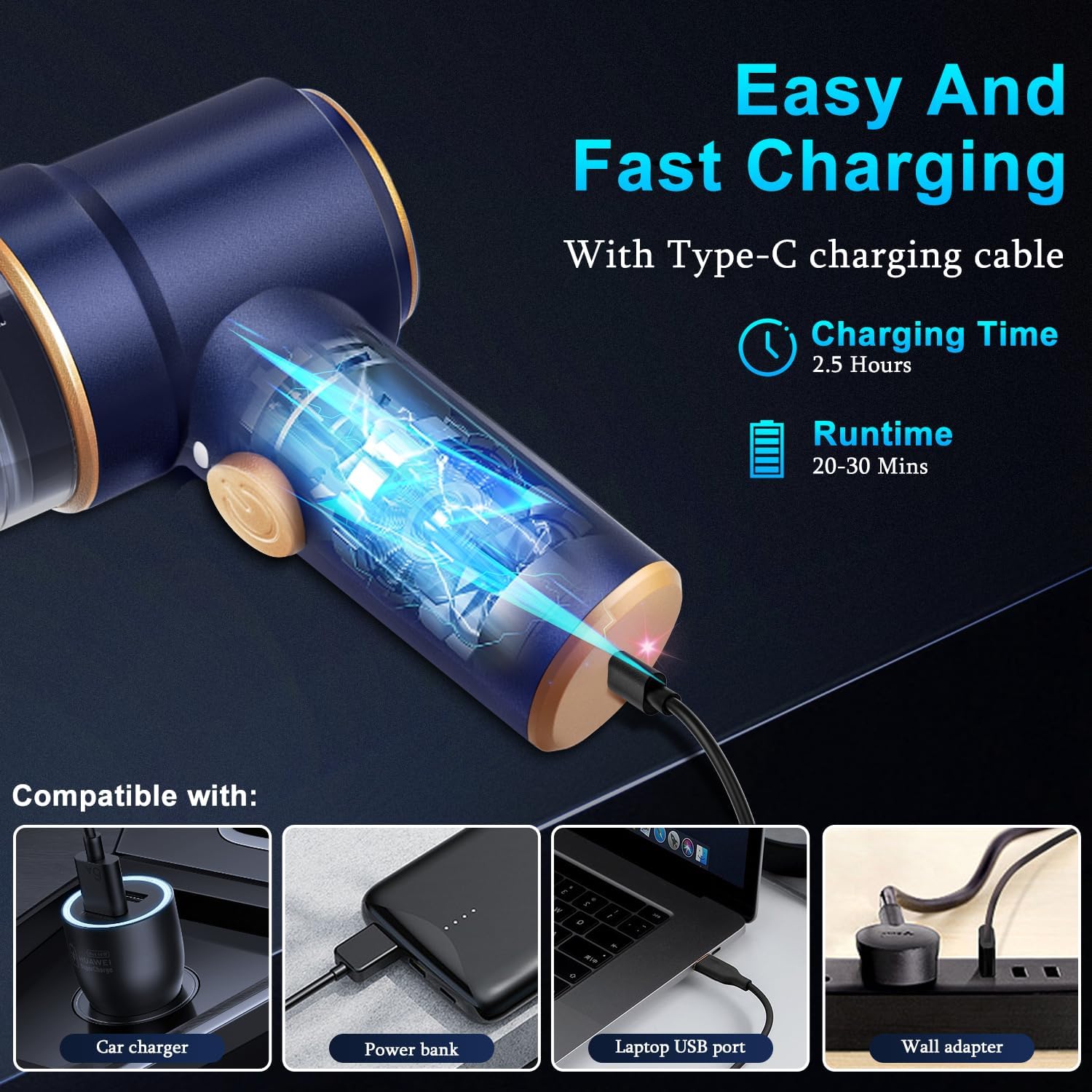 KMM Handheld Car Vacuum Cleaner, 9000Pa Vacuum Cleaner and Air Duster, 120W