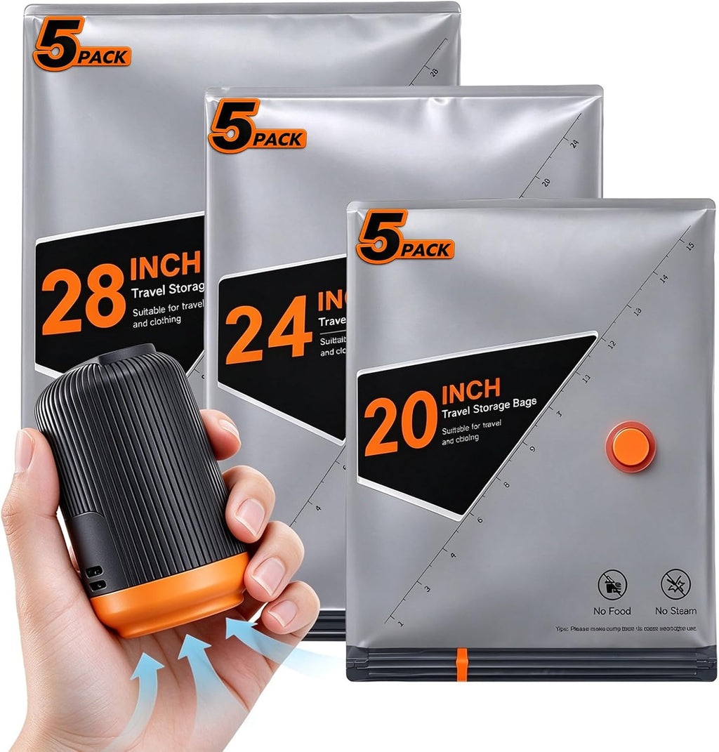 15 Pack Vacuum Seal Bags for Clothing Travel with Cordless Electric Pump