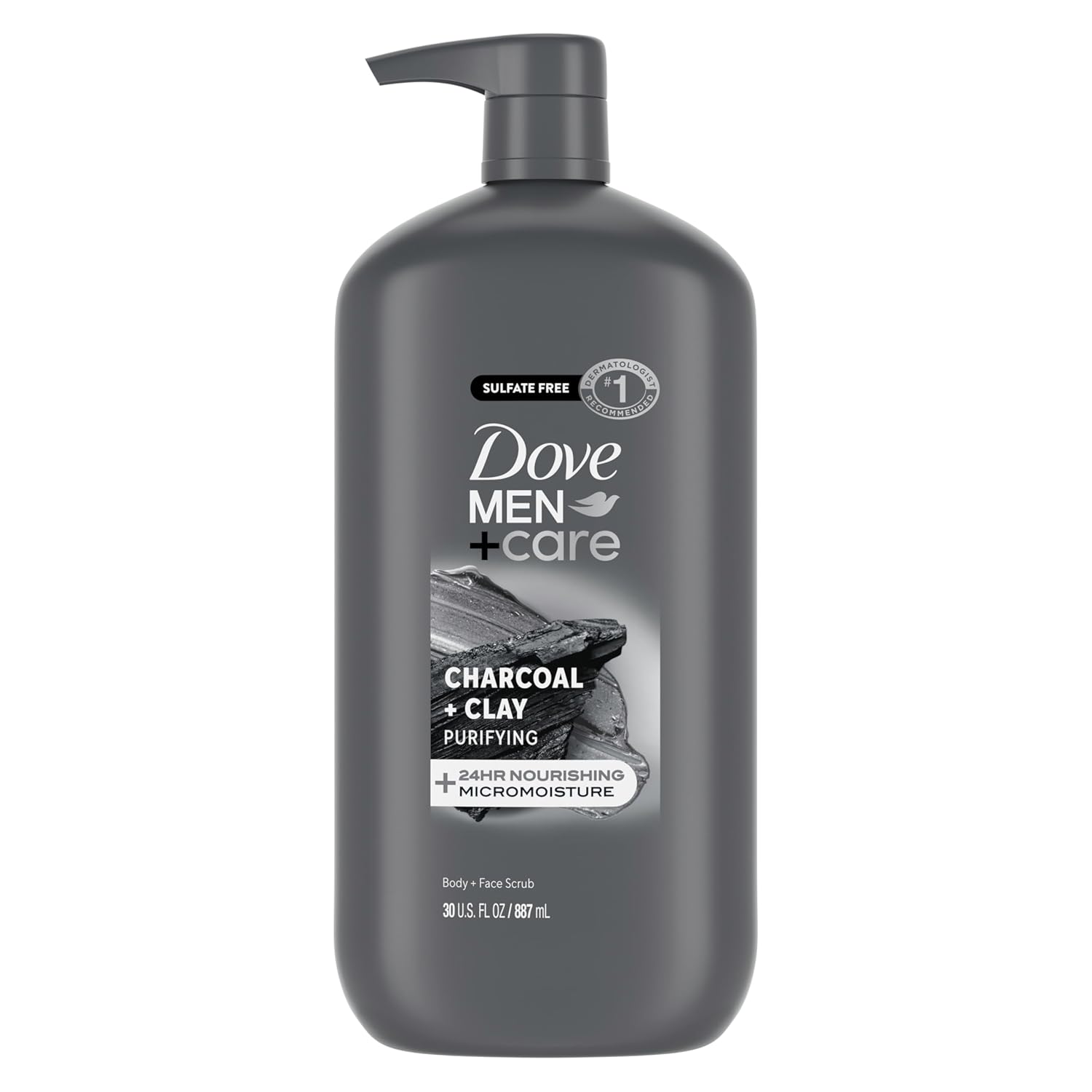 DOVE MEN + CARE Body and Face Scrub Charcoal + Clay Body Wash for Men with