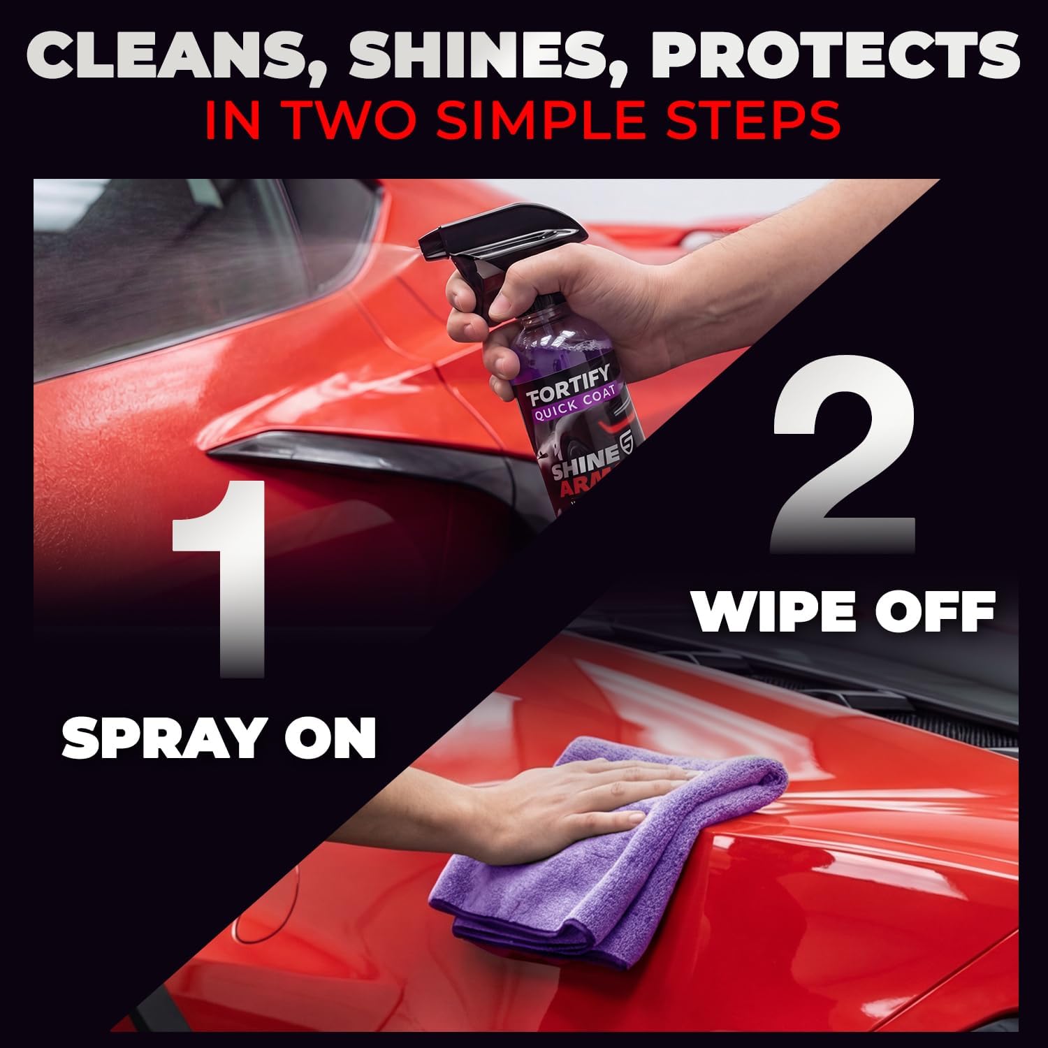 Car Wax Spray and Ceramic Coating for Cars - 3 in 1 Waterless Car Wash and