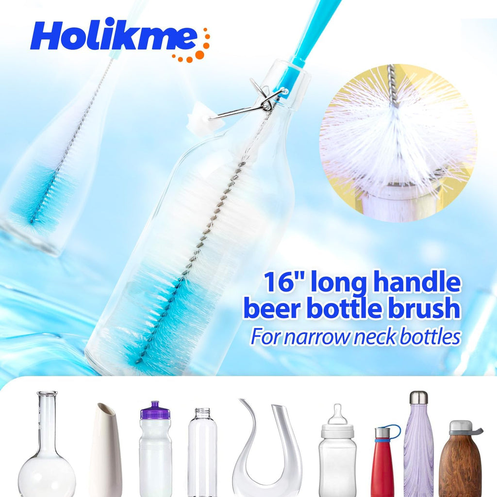 Holikme Bottle Brush Tube Cleaning Lab Set with Long Handle, Cup Cleaner for