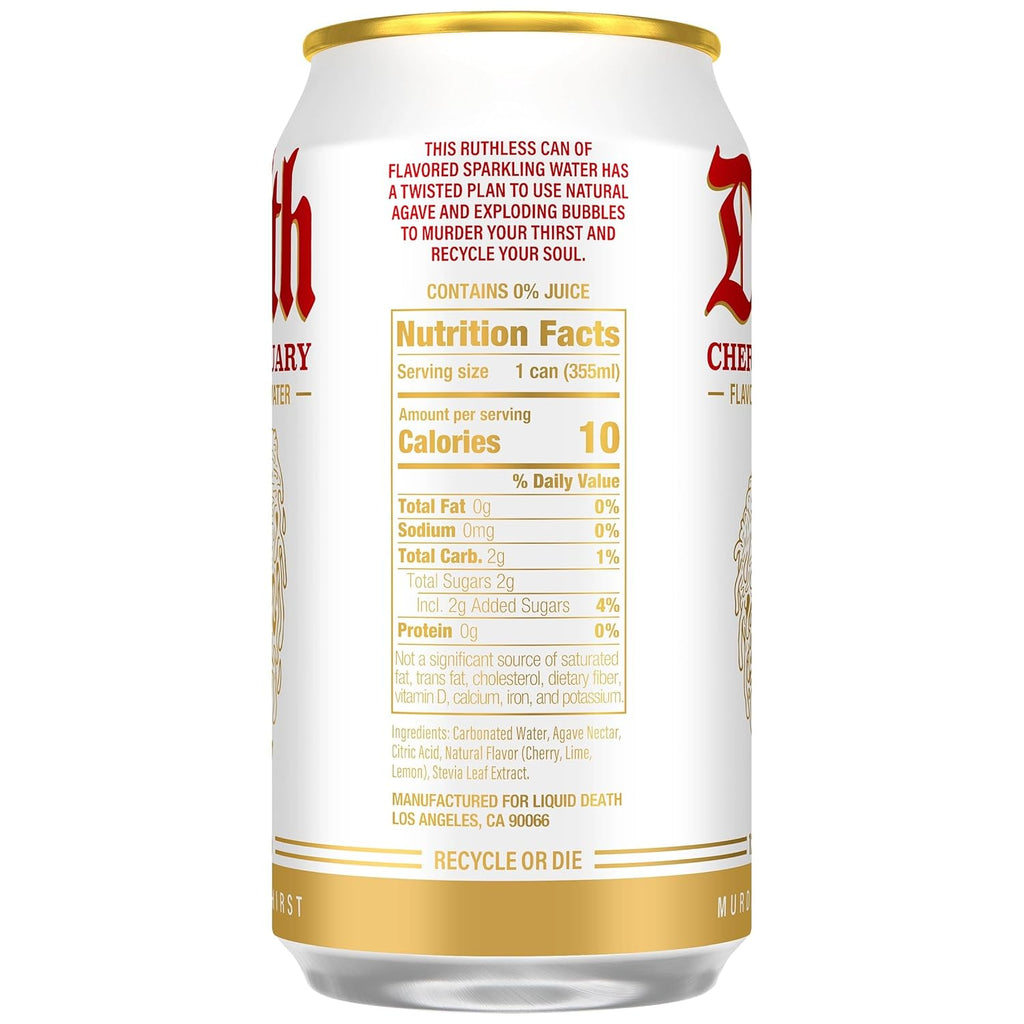 Liquid Death Soda-Flavored Sparkling Water - Cherry Obituary, Less Sugar*