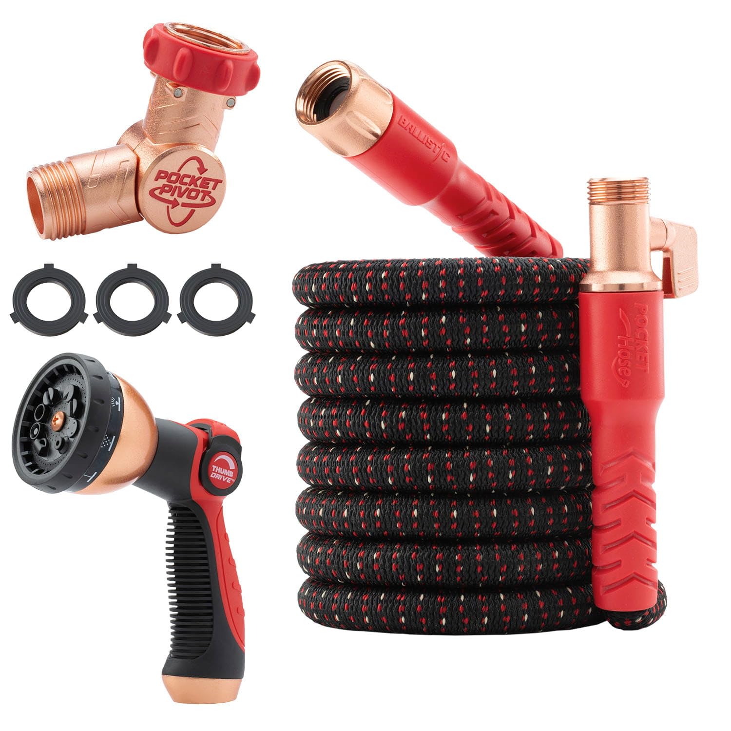 Pocket Hose Ballistic 50 FT Expandable Garden Hose, No-Kink, As Seen on TV