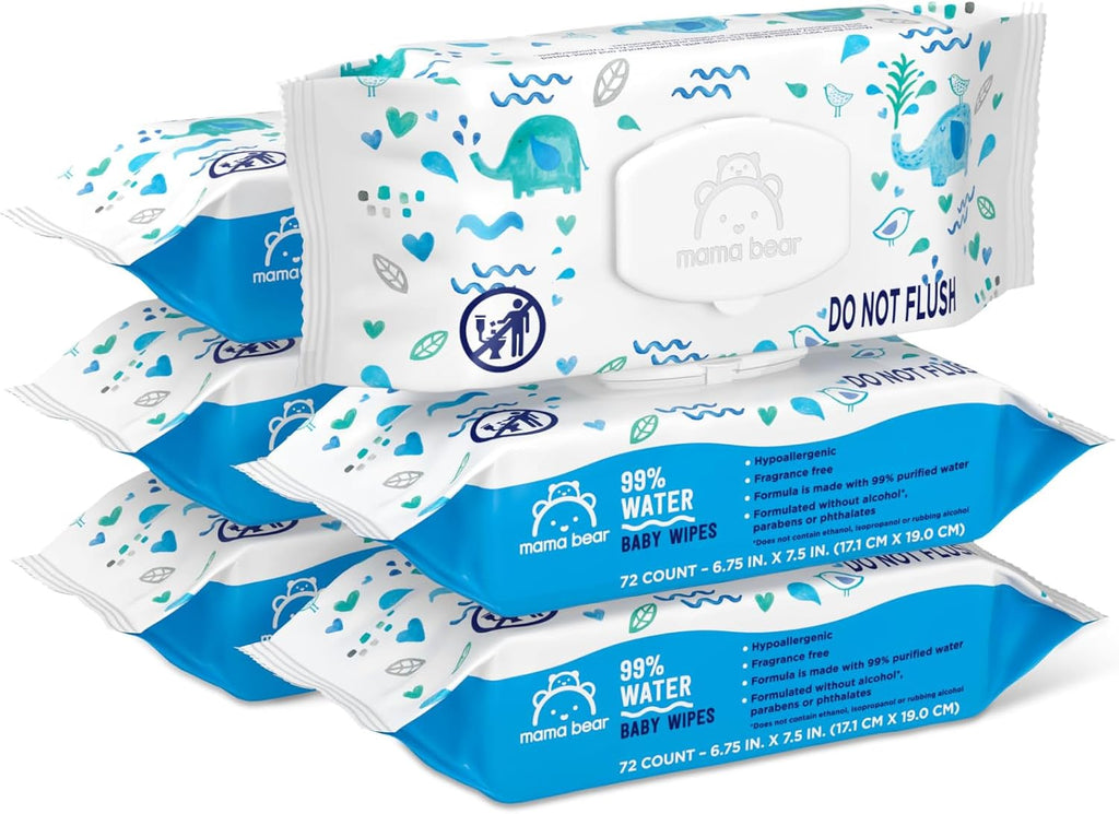 Amazon Brand - Mama Bear 99% Water Baby Wipes, Hypoallergenic, Fragrance