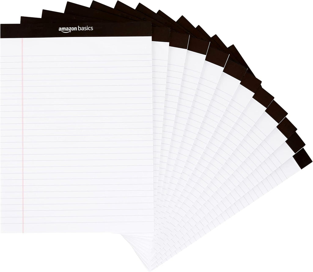 Amazon Basics Wide Ruled Lined Writing Note Pads for Office Supplies, 8.5" x