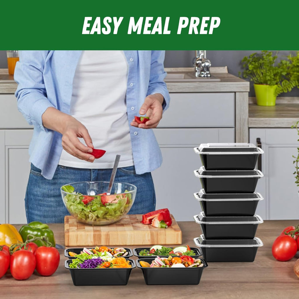 Dealusy 50 Pack (100-Piece) 24 oz Meal Prep Containers Reusable with Lids