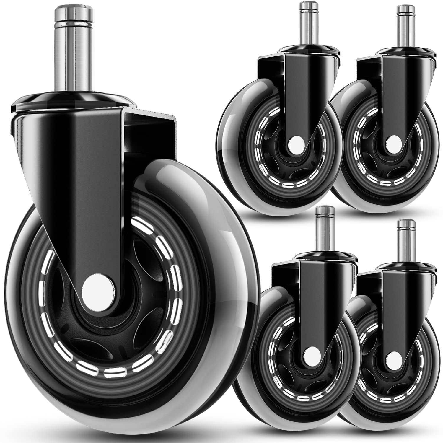 RidRed Office Chair Wheels - Replacement Rubber Wheels - Universal Fit 3 Inch