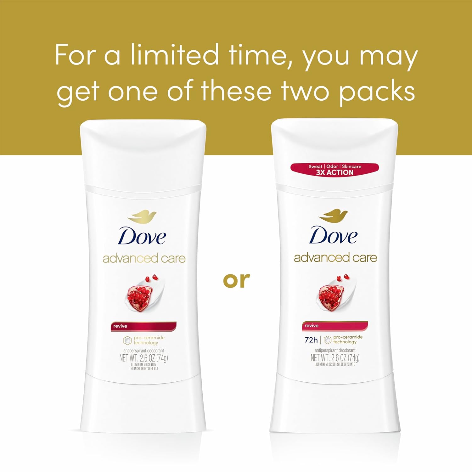 Dove Advanced Care Antiperspirant Deodorant for Women Twin Pack Revive 72