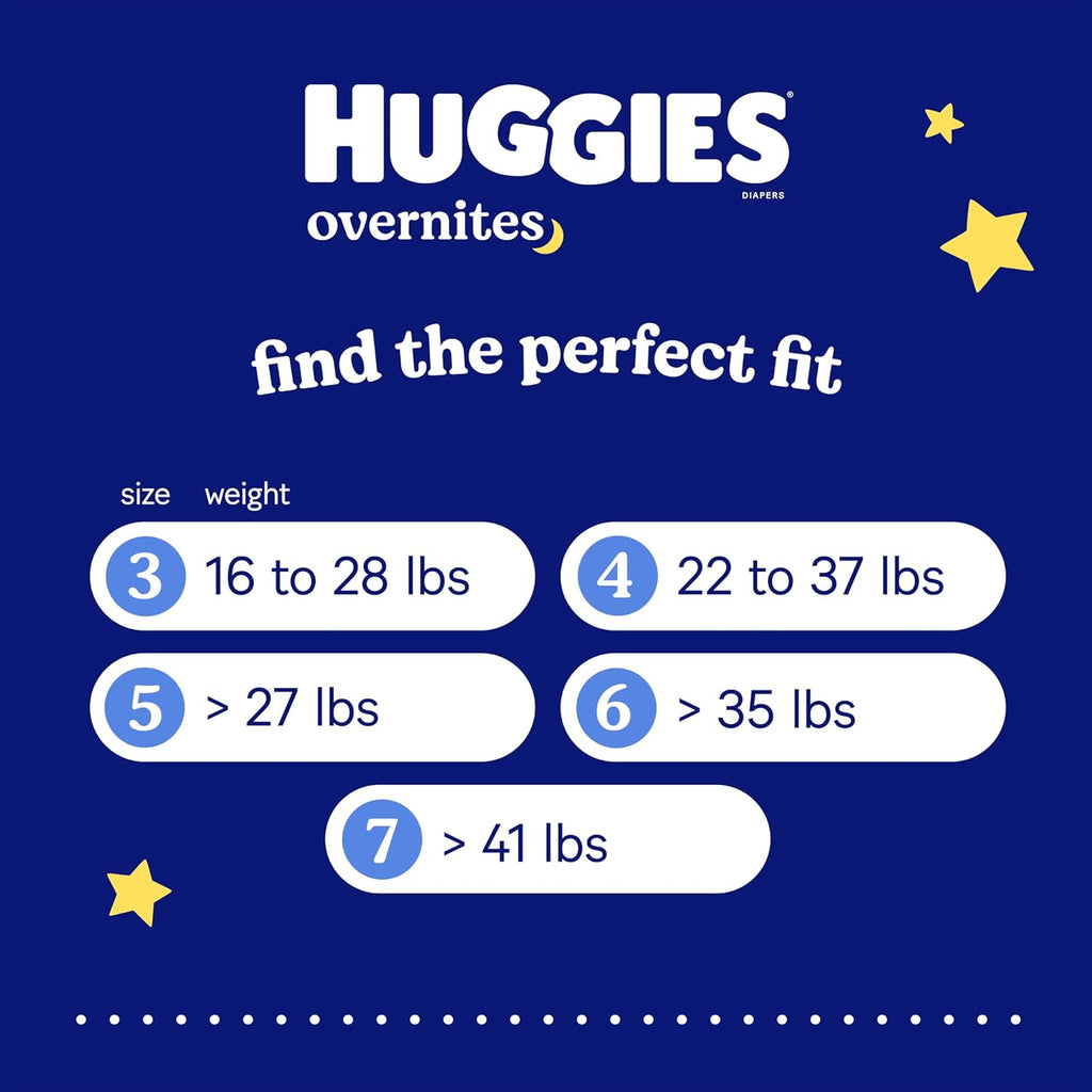 Huggies Overnites Size 5 Overnight Diapers (27+ lbs), 50 Ct, Packaging May