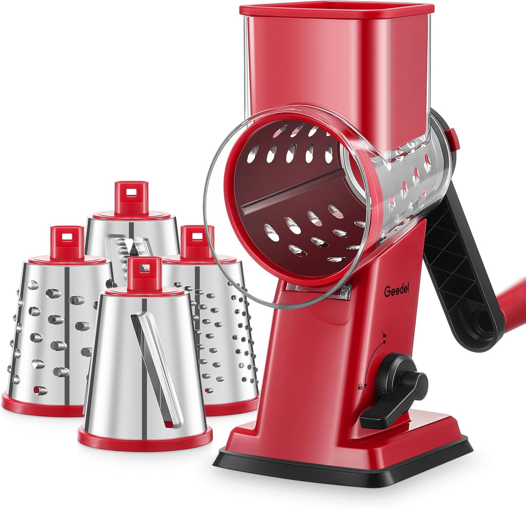 Geedel Rotary Cheese Grater, Kitchen Mandoline Vegetable Slicer with 3