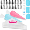 Piping Bags and Tips Set, Cakes Decorating Supplies Kit with 100pcs 12 Inch