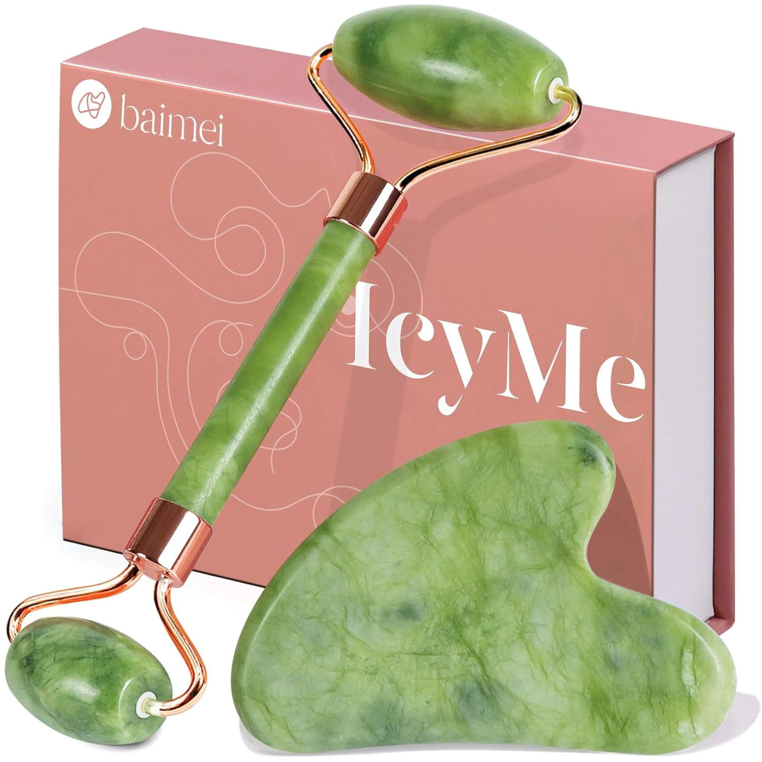 BAIMEI IcyMe Gua Sha & Jade Roller Facial Tools Face Roller and Gua Sha Set