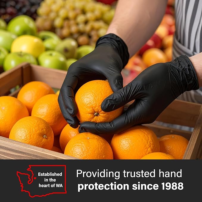 GLOVEWORKS Black Nitrile Gloves 5 Mil Disposable, Latex Free, Textured Grip