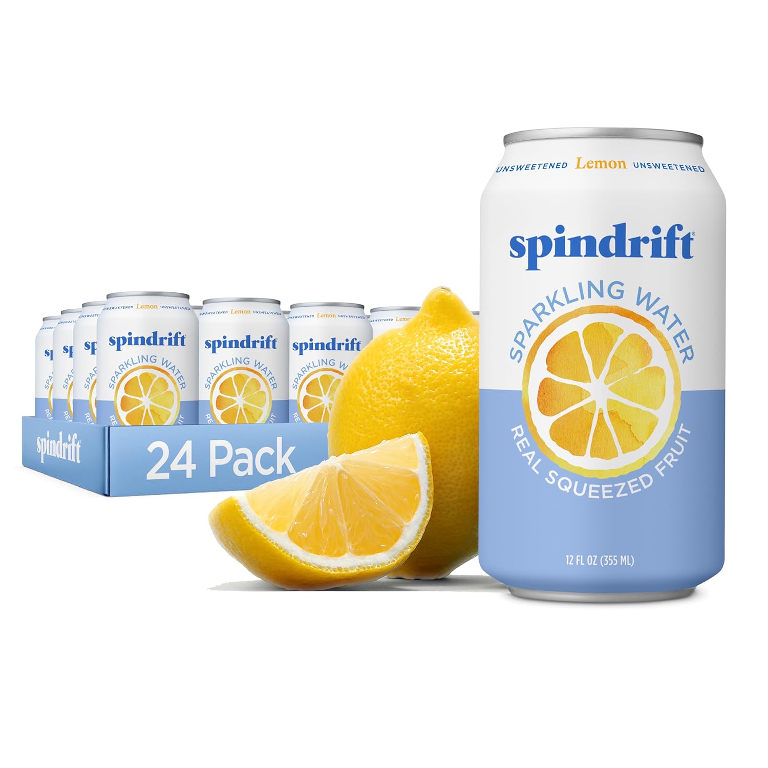 Spindrift Sparkling Water, Lemon Flavored, Made with Real Squeezed Fruit, 12