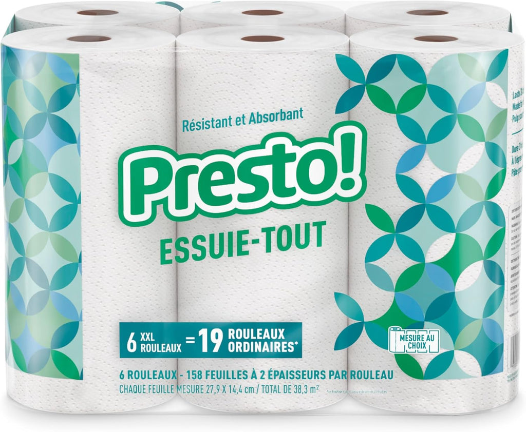 Amazon Brand - Presto! Ultra-Strong Premium Paper Towels, 158 Sheet Huge roll