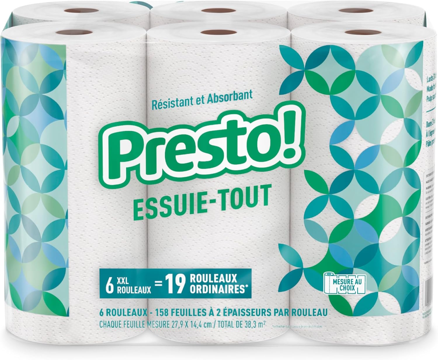 Amazon Brand - Presto! Ultra-Strong Premium Paper Towels, 158 Sheet Huge roll